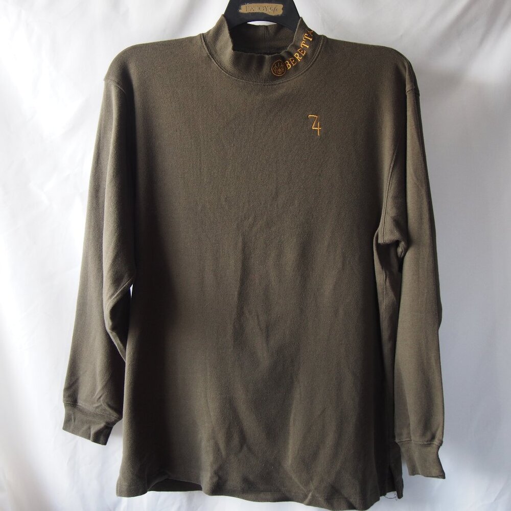 Beretta  Cotton Knit Shirt Green/Olive Mock Turtleneck, Men’s Size M